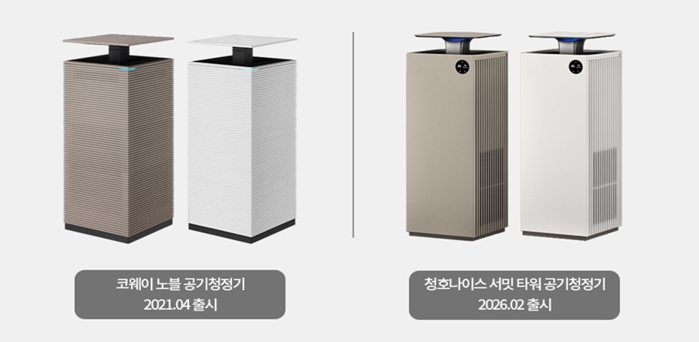 코웨이, 청호나이스 ‘서밋타워 공기청정기’ 디자인 침해 소송 제기